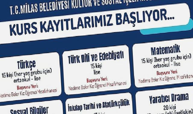 Milas Belediyesi’nin eğitime destek kurslarına başvurular başladı